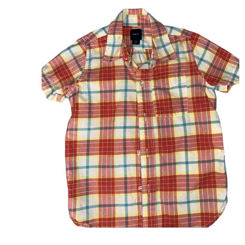 Gap Kids: Toddler Boy’s Plaid Button Up Short Sleeve Shirt